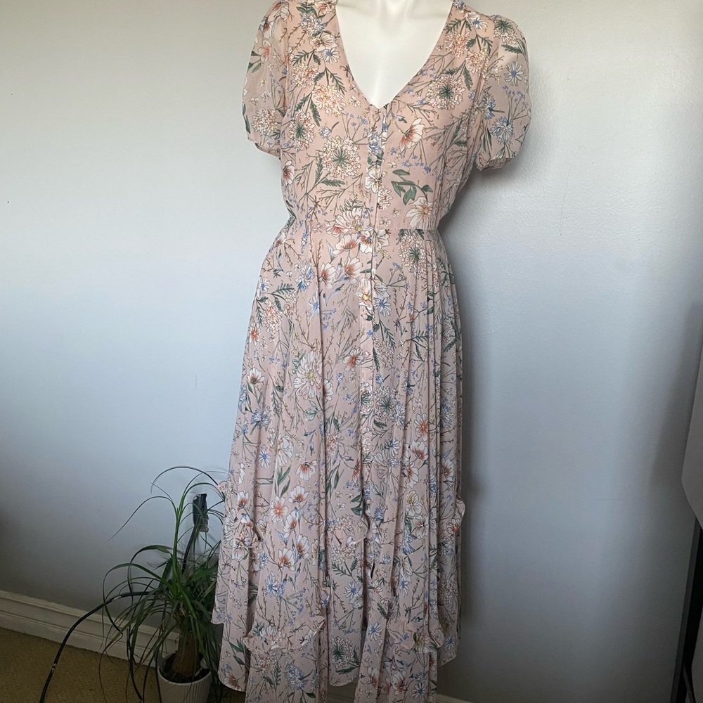 Carly Jean Los Angeles Blush Floral Maxi Dress
